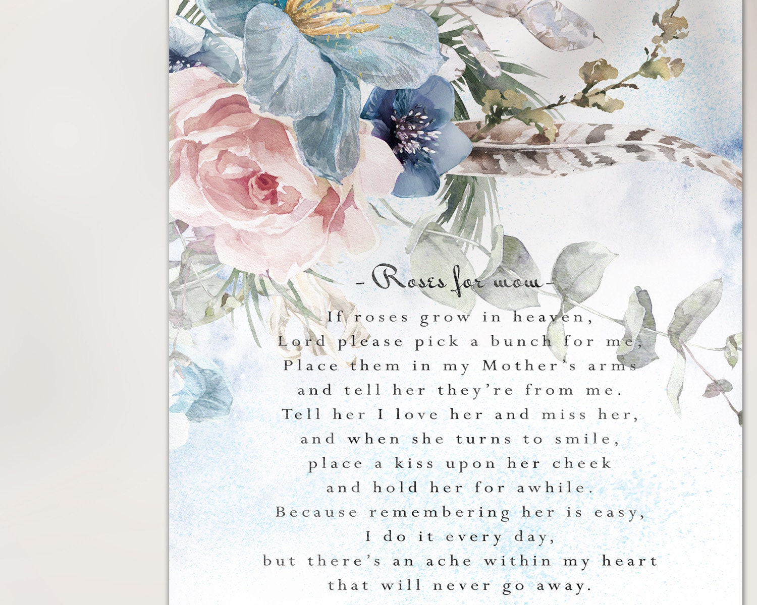 Beautiful Poem If Roses Grow in Heaven Roses for Mother in Etsy