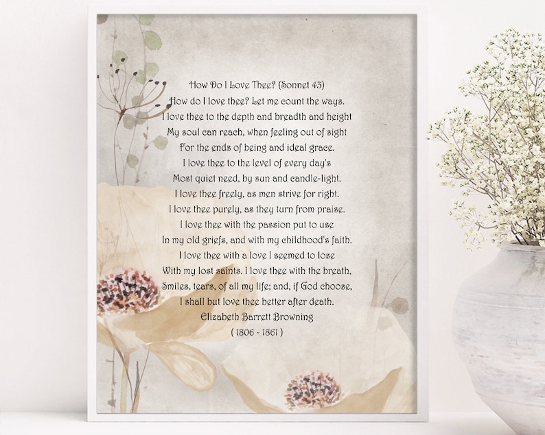How Do I Love Thee Poem by Elizabeth Barrett Browning Love Etsy