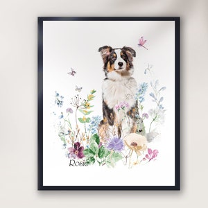 Loss of pet, Personalized gift Australian Shepherd dog, Australian Shepherd memorial print, Dog in heaven, sympathy gift, picture  shepherd