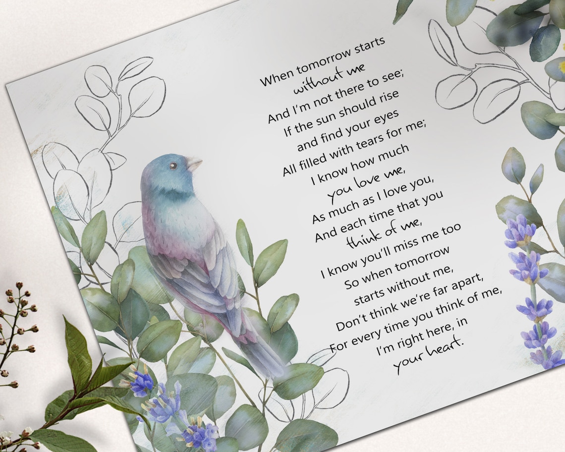 If Tomorrow Starts Without Me Printable Poem