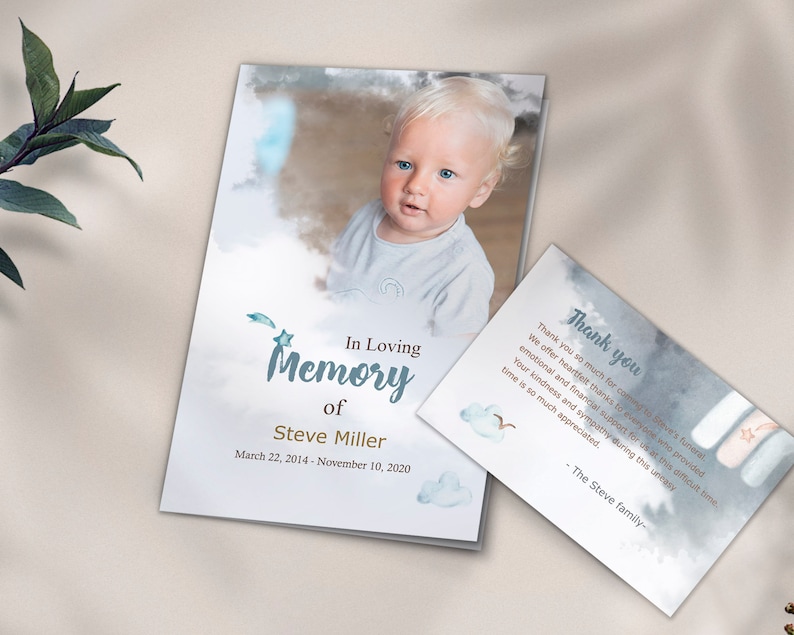 Funeral Service Program Template for Baby or Child , in Loving Memory