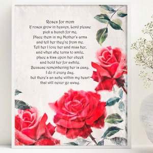 Poesia per la madre defunta, Se le rose crescono in cielo, Puoi cambiare la poesia tu stesso in Corjl, Perdita della madre, Madre in cielo, mamma nel cuore