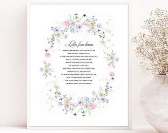 When tomorrow starts without me picture, Memorial print, Digital print,  Funeral poem, Loved ones in heaven, In loving memory grief poem