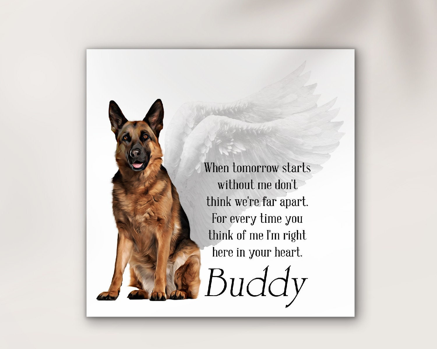 German Shepherd With Wings and Nimbus, Dog With Wings Print