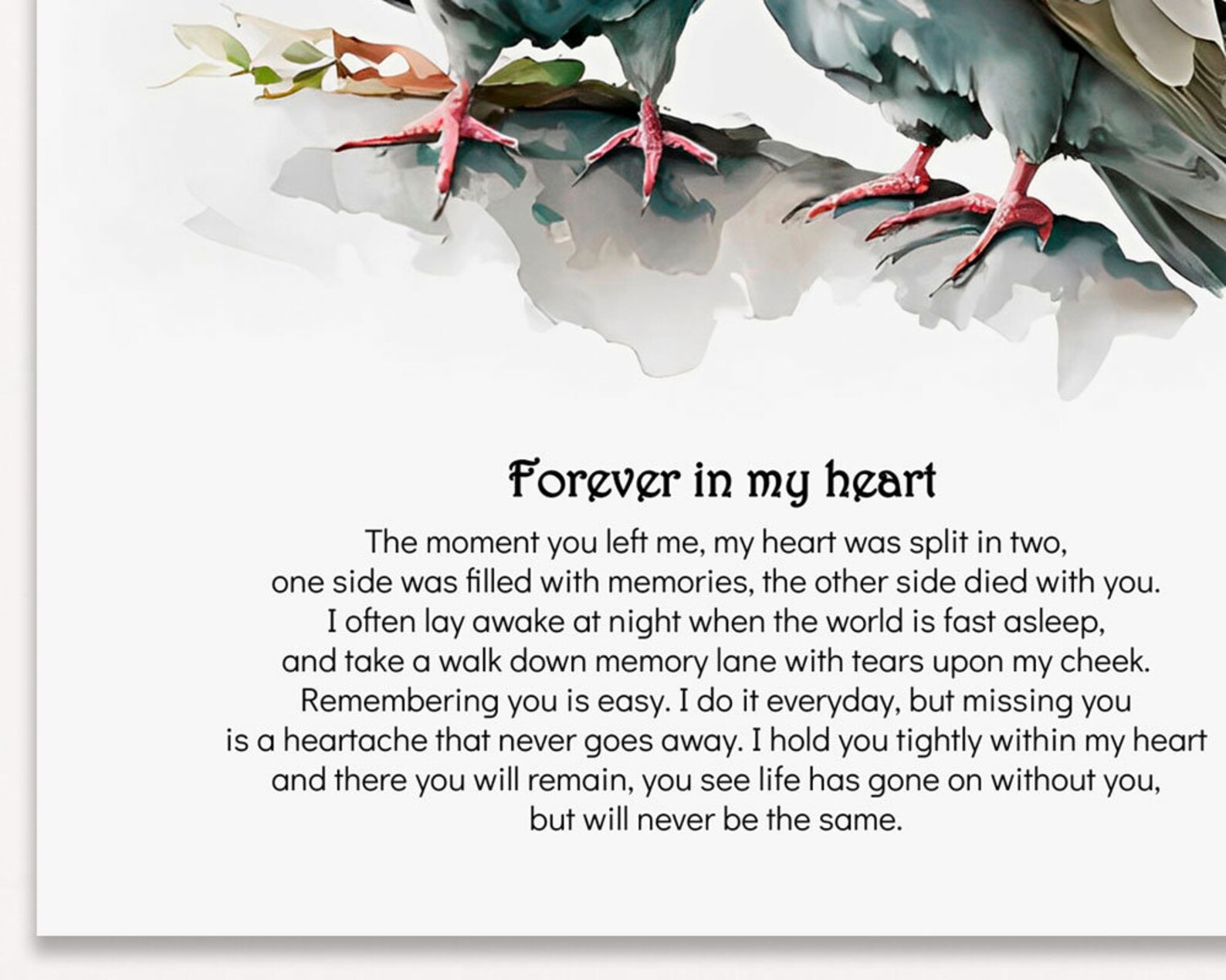 Funeral Poem the Moment You Left Me My Heart Was Split in Etsy