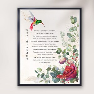 Poem for grandmother, Gift for grandma from grandchildren, Floral picture for granny, Birthday picture for grandmother, Flowers for granny