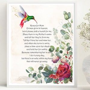 Poesia funebre Se le rose crescono in cielo, poesia per la madre defunta, in amorevole ricordo della mamma, madre in cielo, perdita di una persona cara, perdita della mamma