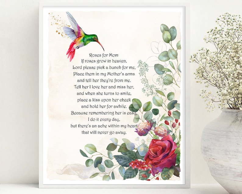 Funeral Poem if Roses Grow in Heaven Poem for Etsy