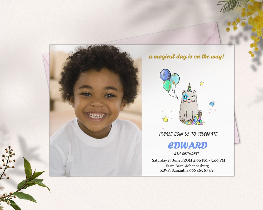 Baby, Child Birthday Card, Confetti 5th Birthday Invitation Boy