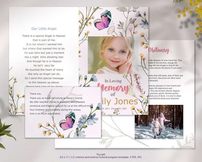 Wildflowers Butterfly Celebration of Life for Child Funeral Etsy