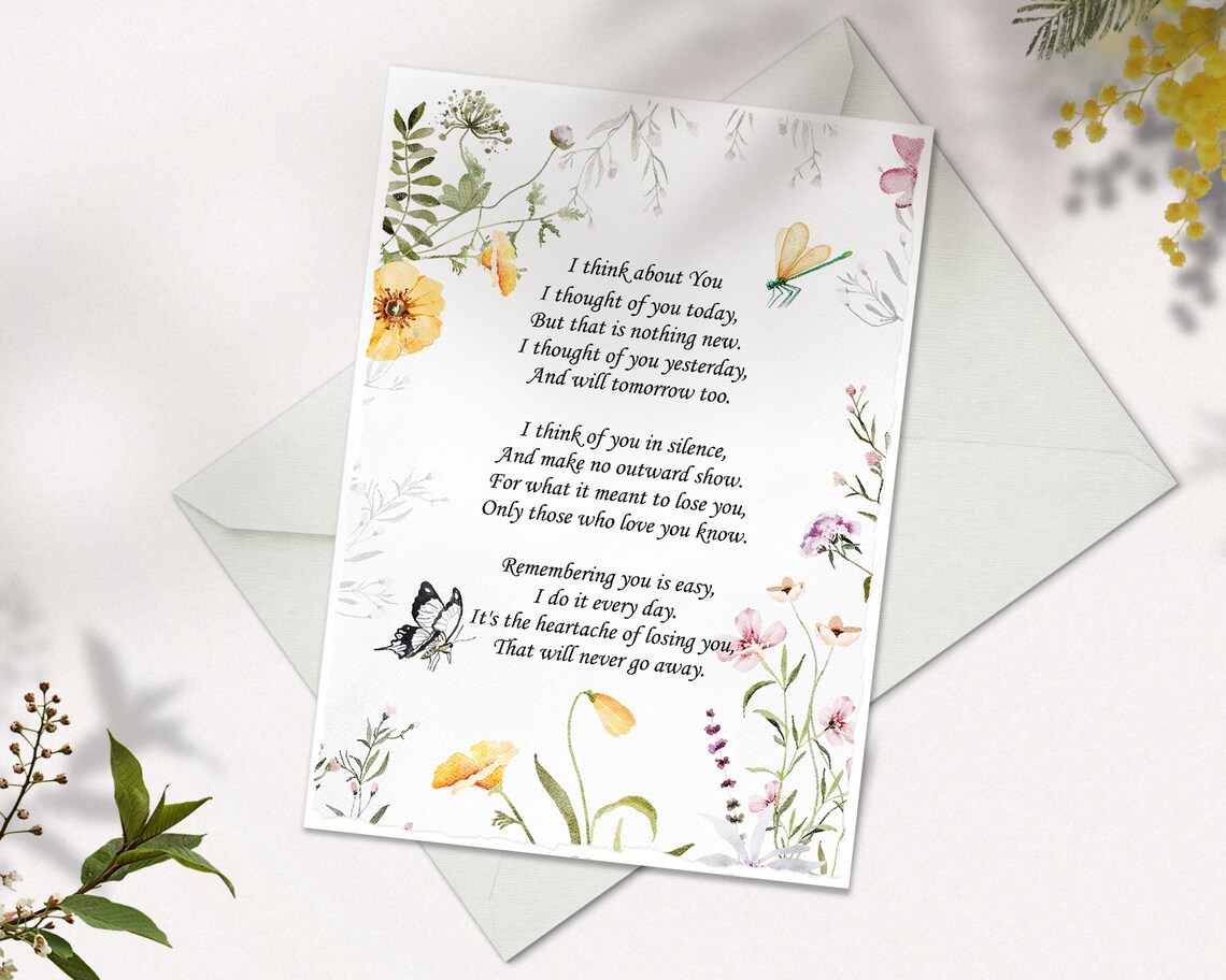 I thought of you today poem for deceased in memory of etsy