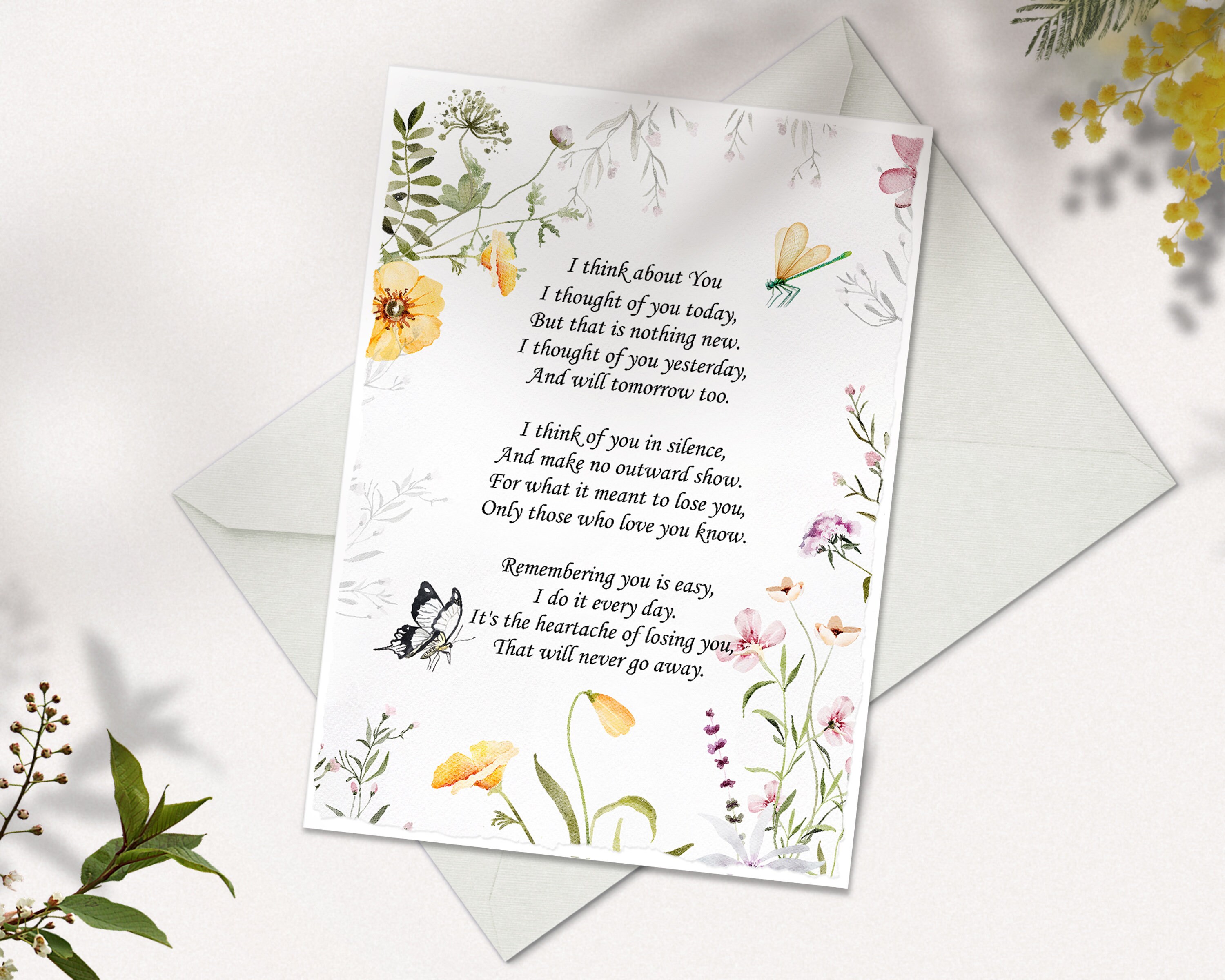 I Thought of You Today Poem for Deceased in Memory of Etsy