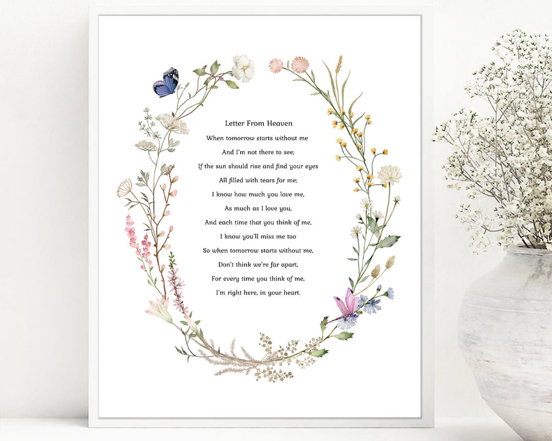 When Tomorrow Starts Without Me Letter From Heaven Funeral Poem
