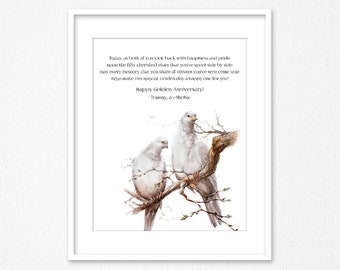 Parents Golden Anniversary Gift, Picture with poem Happy Golden Anniversary of wedding, Gift for parents 50th Anniversary, 25th wedding gift