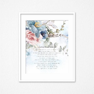 Cuando el mañana empieza sin mí, Carta del cielo, imagen con flores delicadas, pérdida de un ser querido, pérdida de un hijo, pérdida de una hija
