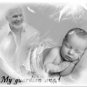 Add deceased grandparents to baby photo | Christmas unique gift | My guardian angel | Combine photos | Loss of granny | Loss of grandpa