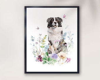 Australische Herder Hond kunst print, Home decor voor familie, Australische Herder kunst aan de muur, Moderne poster Australische Herder Hond, origineel cadeau