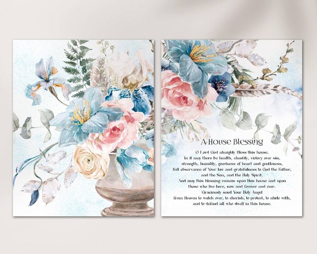 A House Blessing Prayer Picture, Set From 2 Beautiful Pictures With