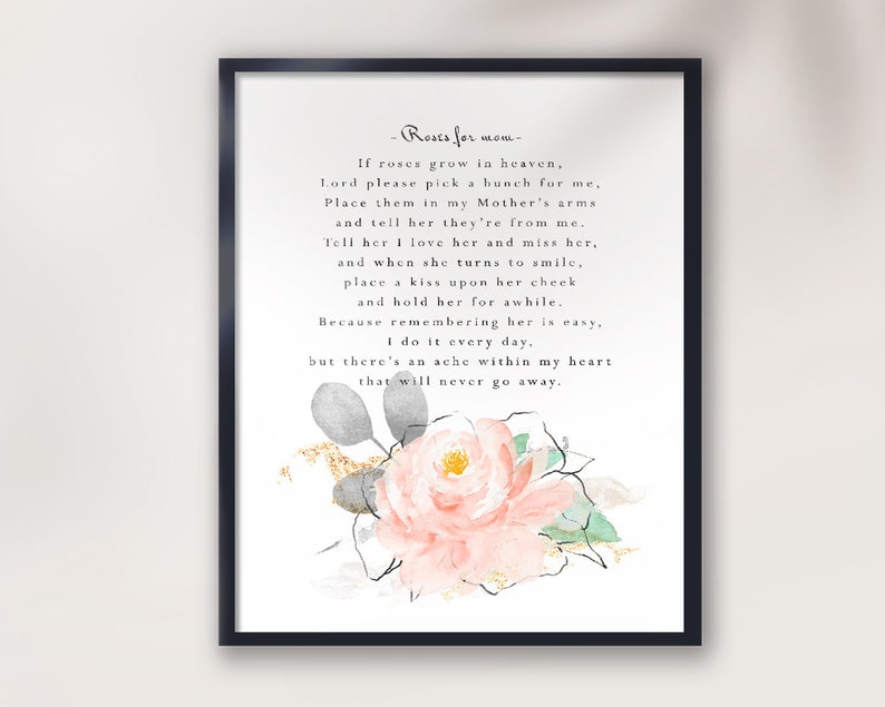 Poem for Mother If Roses Grow in Heaven Roses for Mother Etsy