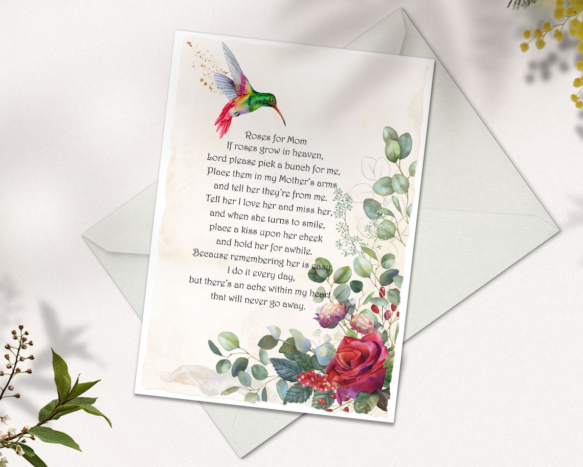 Funeral Poem if Roses Grow in Heaven Poem for Etsy