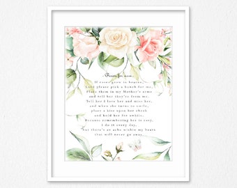 Roses Grow In Heaven For Daughter With Roses Background Digital Download Loss Sympathy Gift