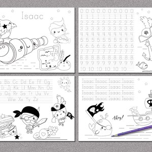Disegni da colorare personalizzati 3 anni 4 anni 5 anni 6 anni   Ragazzo pirata, ragazza pirata, scuola materna Impara a scrivere lettere