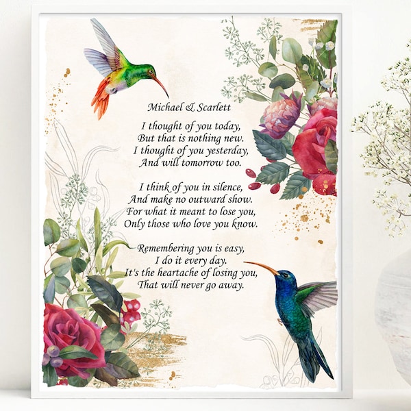 Poem for deceased, Loss of loved one, Memory of husband, sympathy gift, gift for widow, memorial poem, sympathy poem, loss of husband, grief