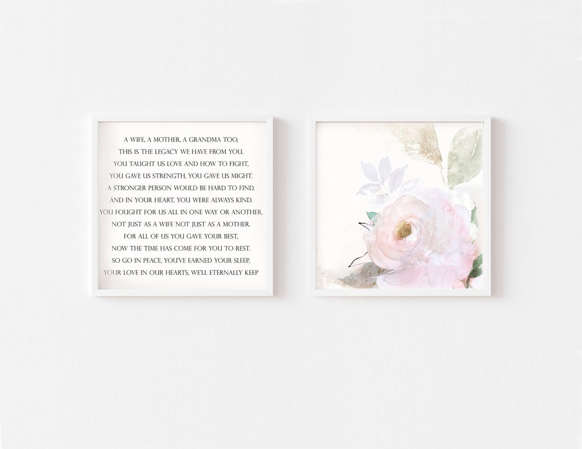 Loss of mother funeral poem Legacy of love loss of sister | Etsy