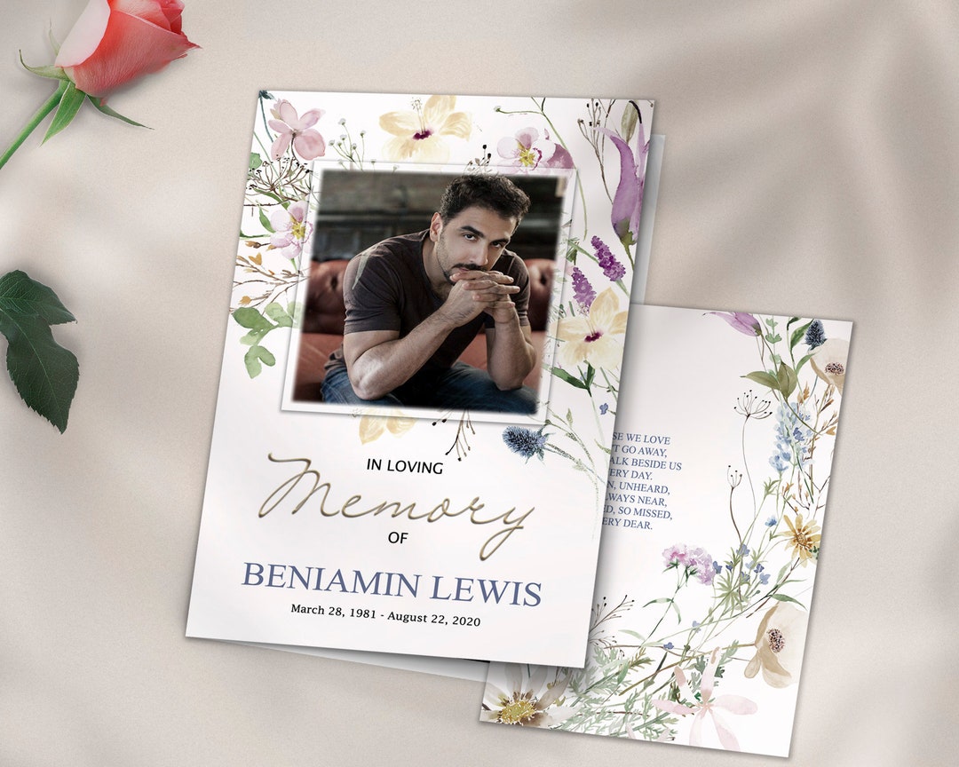 Wildflowers Funeral Template, Funeral Program for Men Woman Wildflowers