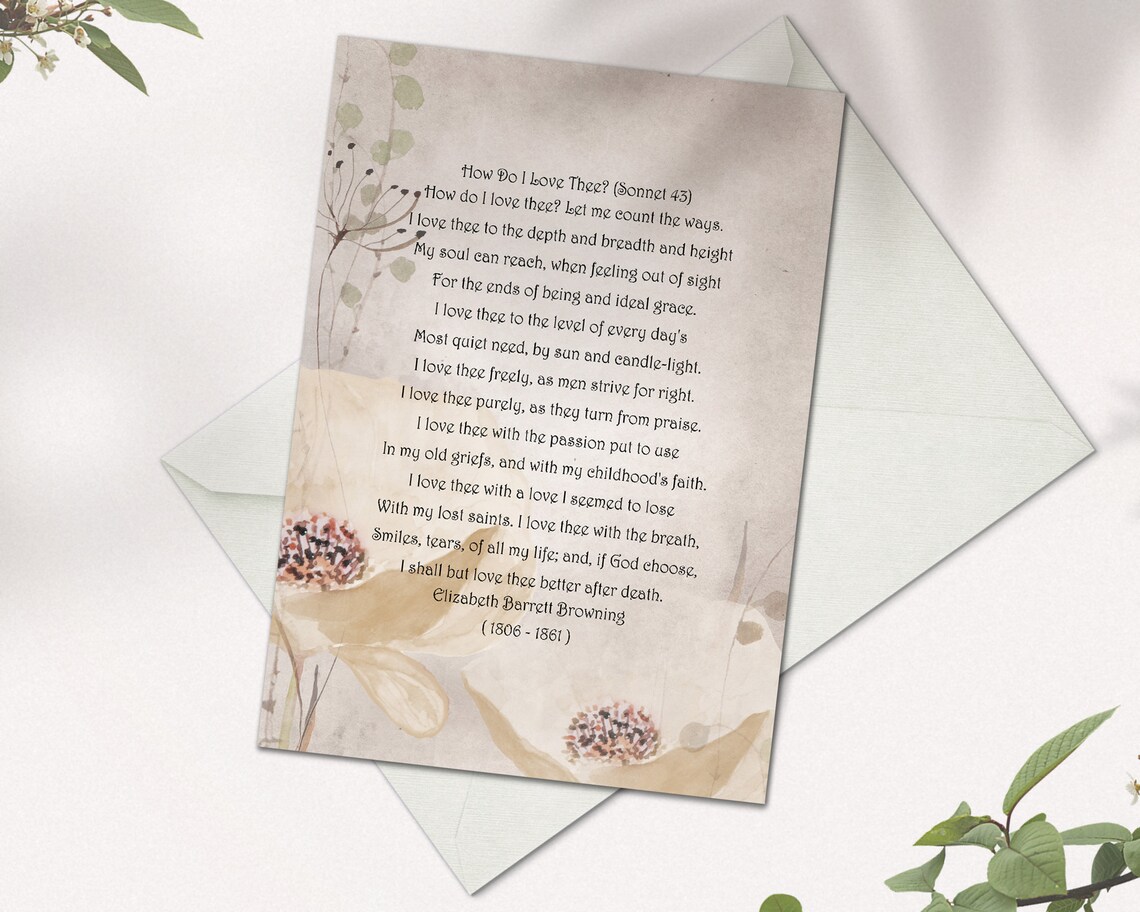 How Do I Love Thee Poem by Elizabeth Barrett Browning Love Etsy