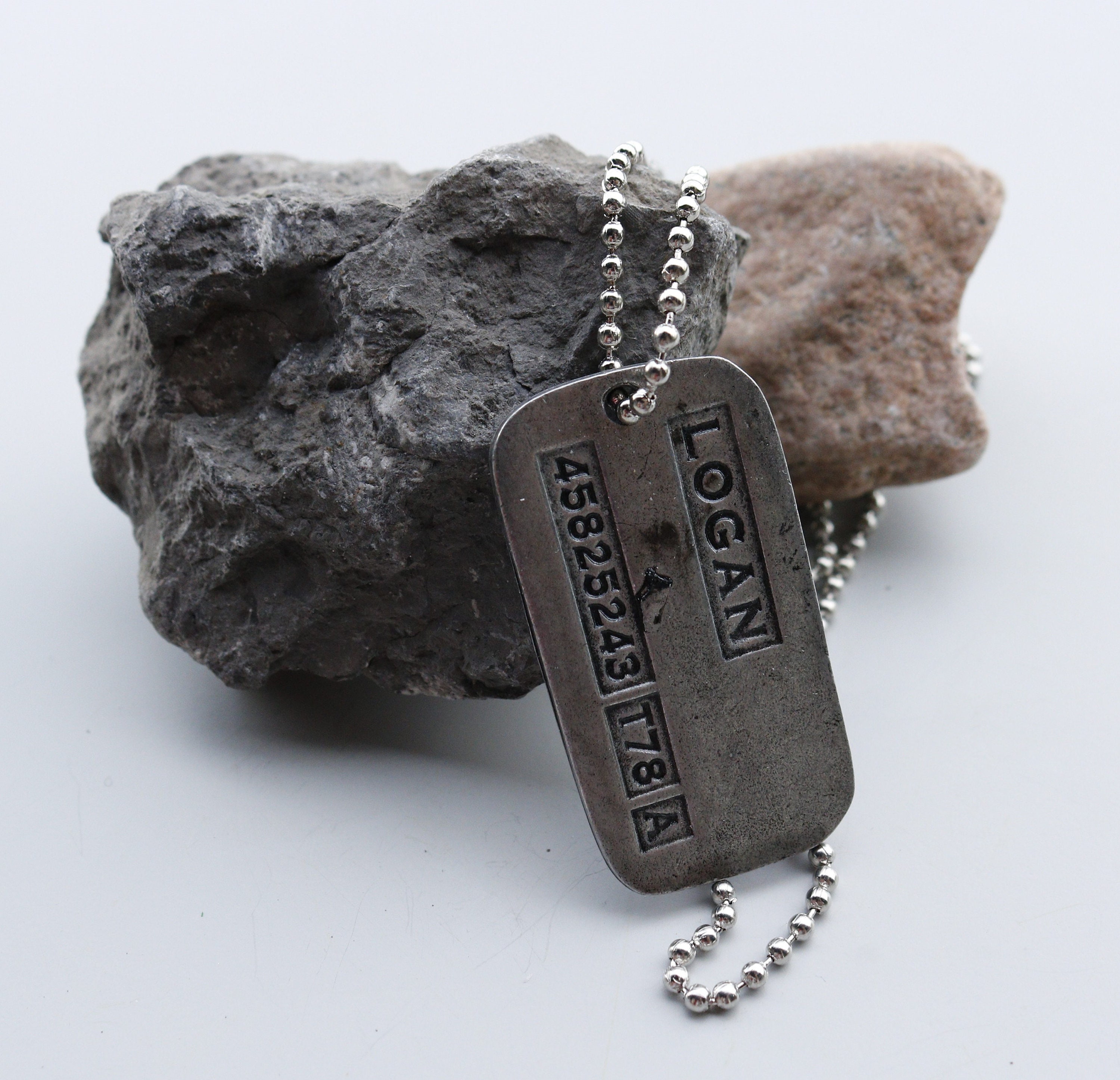 Silver Army Style ID Dog Tag, Personalised Tag 40mm X 25mm Pendant  Necklace, Front Engraving Included, Optional Engraved Back & Bead Chain 