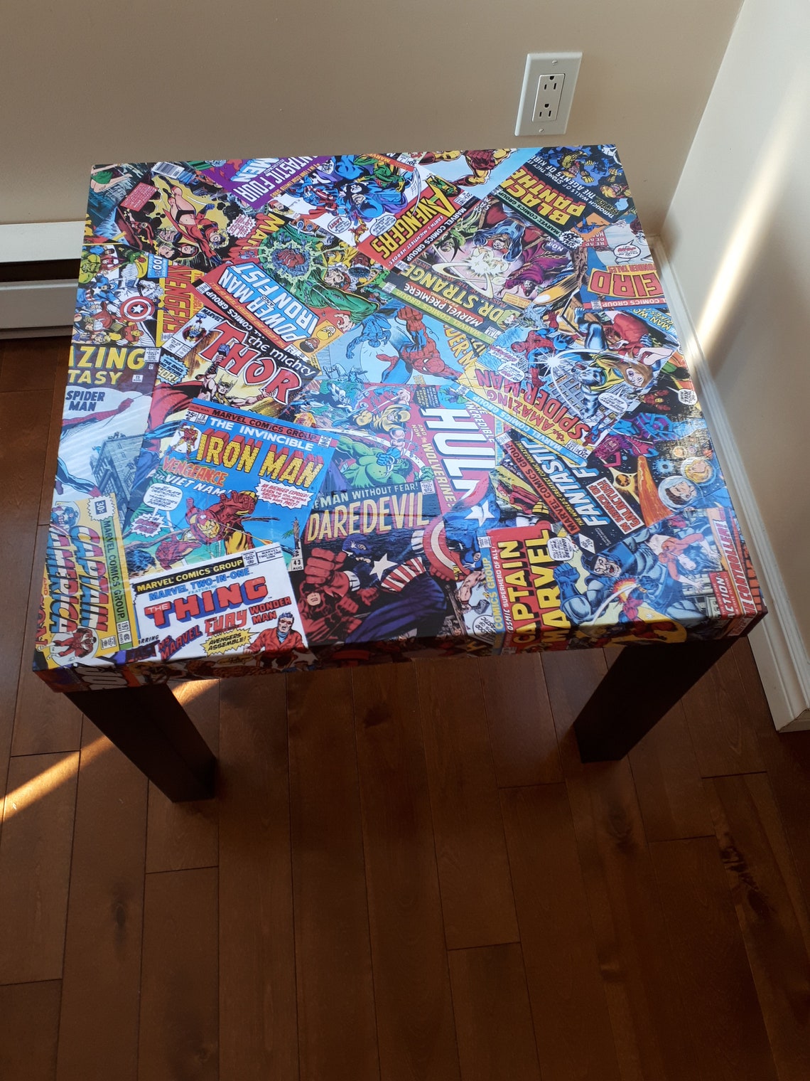Marvel end table Marvel Comic Furniture Marvel decoupage Etsy