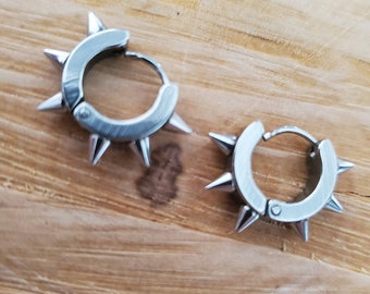 Spike Hoop Earrings, Spiked Ear Hoops, Punk Emo Rock Rebel Spike Hoop Earrings, Spiked Ear Hoops, Punk Emo Rock Rebel