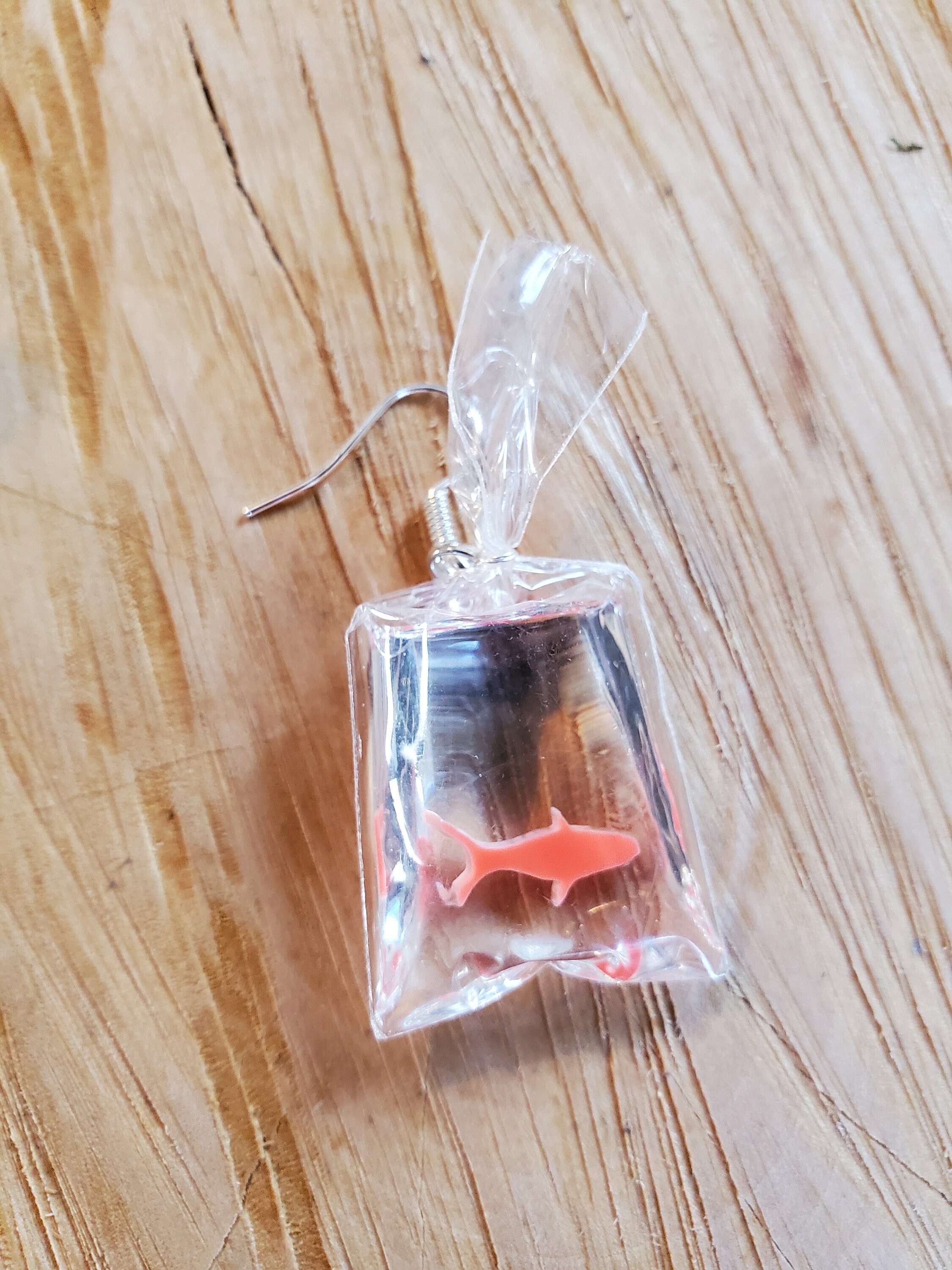 Goldfish in a Bag Earrings Goldfish Earrings Funny Earrings