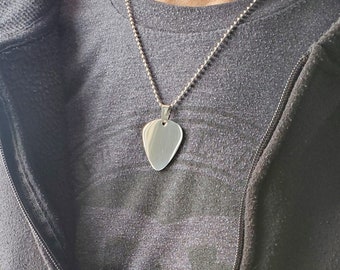 Guitar pick pendant  necklace // Musician necklace // Stainless steel engravable guitar pick pendant // Music lover Necklace jewelry