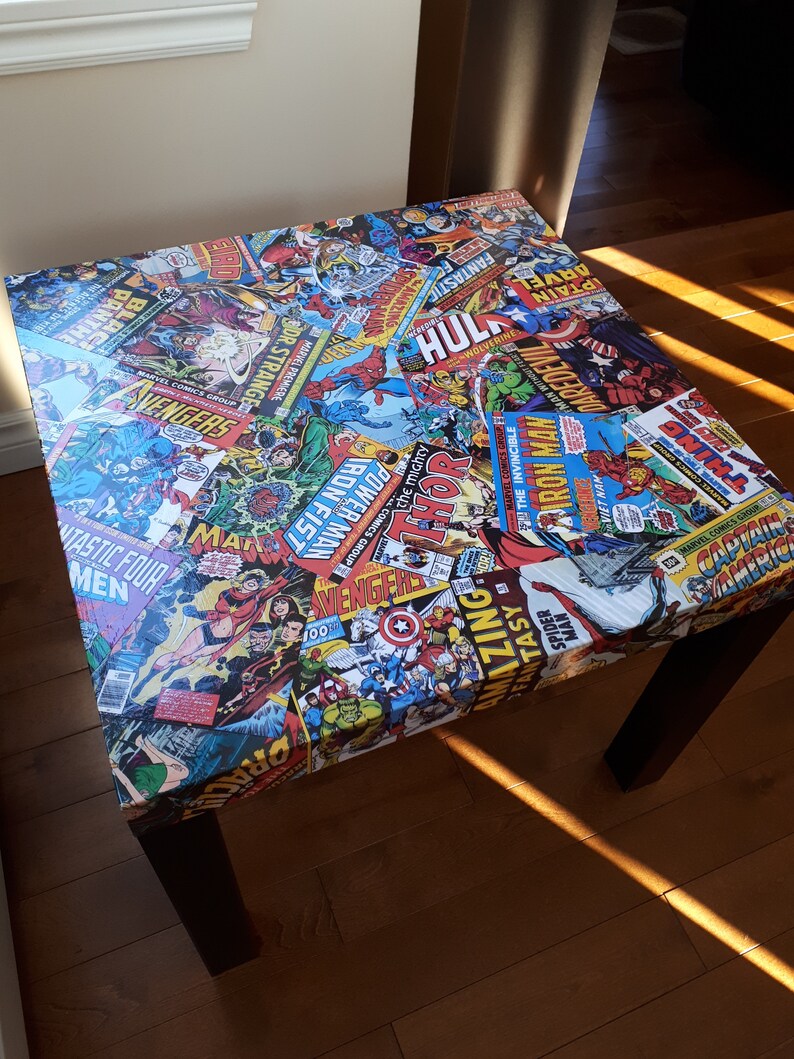 Marvel end table Marvel Comic Furniture Marvel decoupage Etsy