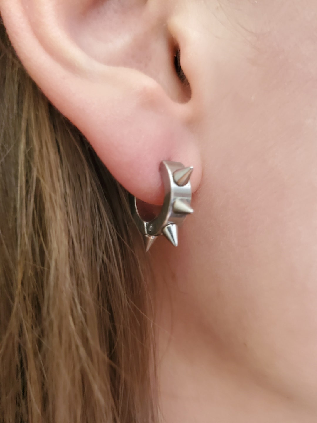 Spike Hoop Earrings, Spiked Ear Hoops, Punk Emo Rock Rebel Spike Hoop Earrings, Spiked Ear Hoops, Punk Emo Rock Rebel