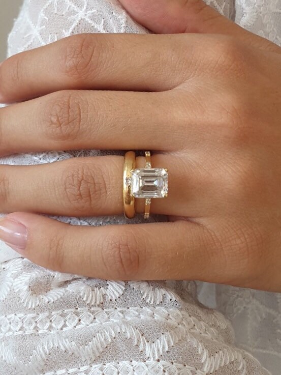 Moissanite Ring Im Smaragdschliff Verlobungsring Im Etsy