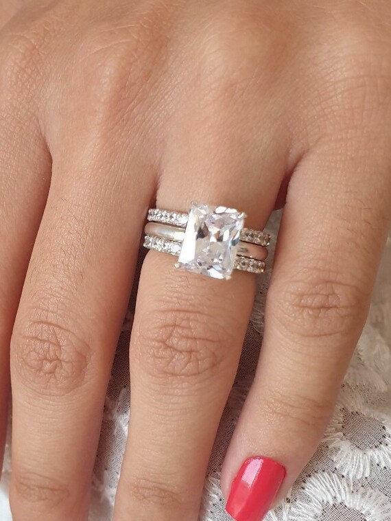 39 Ct Moissanite Verlobungsring Im Strahlenschliff Etsy
