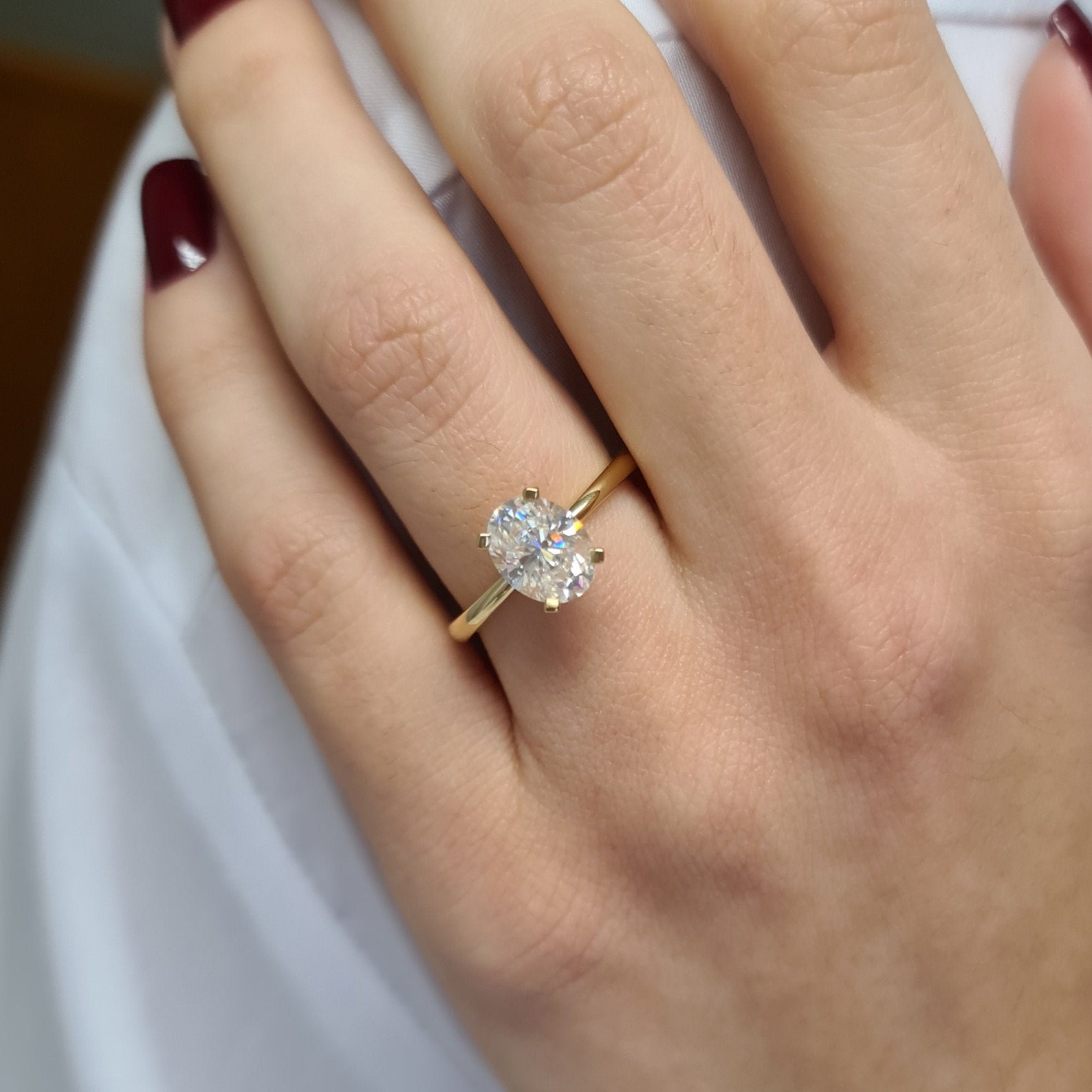 Oval solitaire engagement ring 18k gold engagement ring Etsy