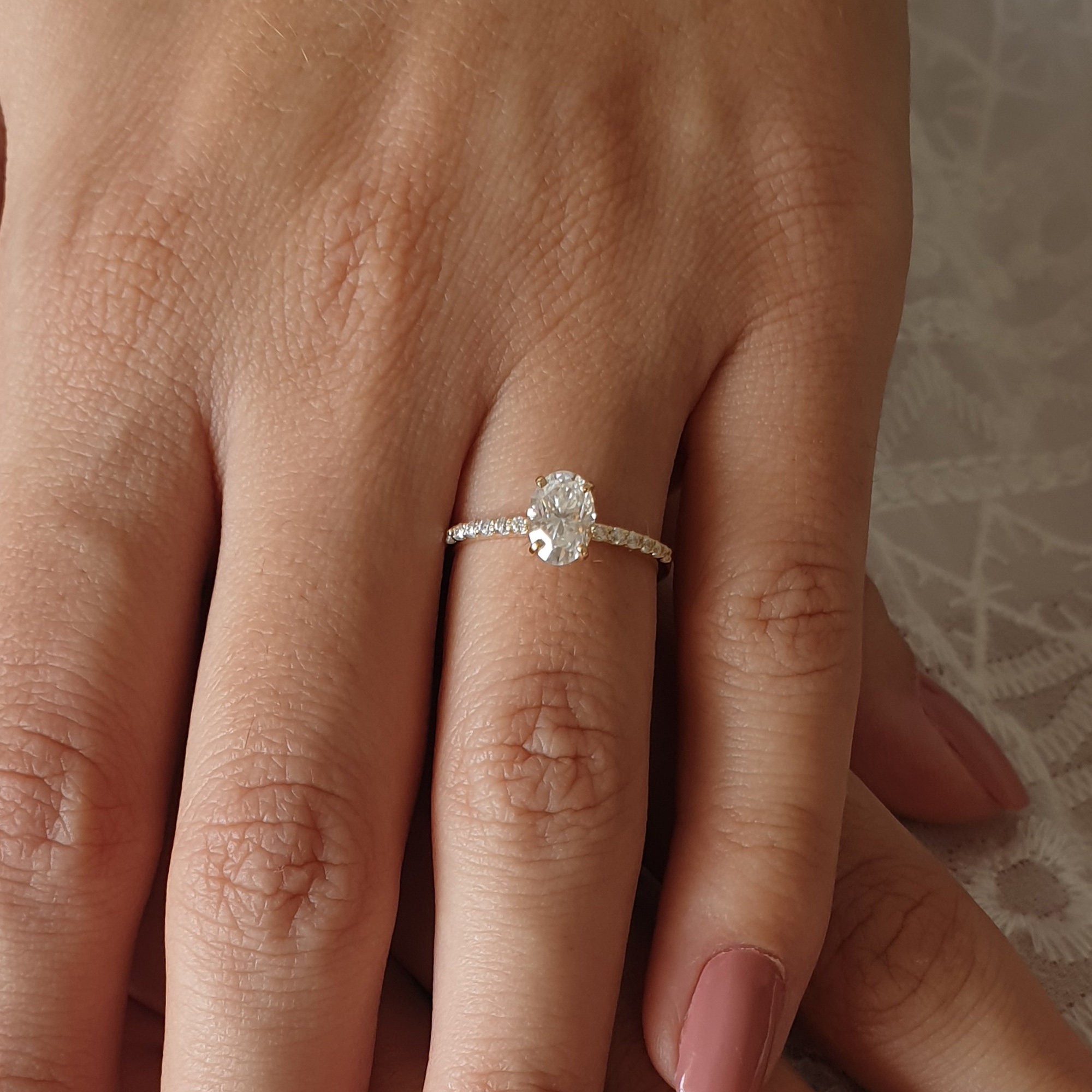 Oval diamond engagement ring 1 ct diamond engagement ring Etsy
