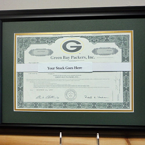 Green Bay Packers Stock Certificate Frame Etsy