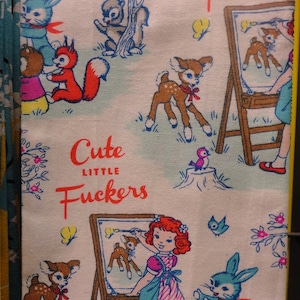 Dish Towel  - Retro Fun  - Cute Little Fu@kers