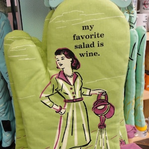 Oven Mitt  - Retro Fun  - My Favorite Salad is Wine