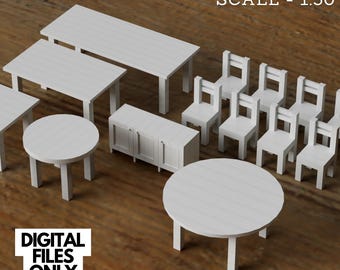 Muebles de comedor a escala 1:50 (STL)