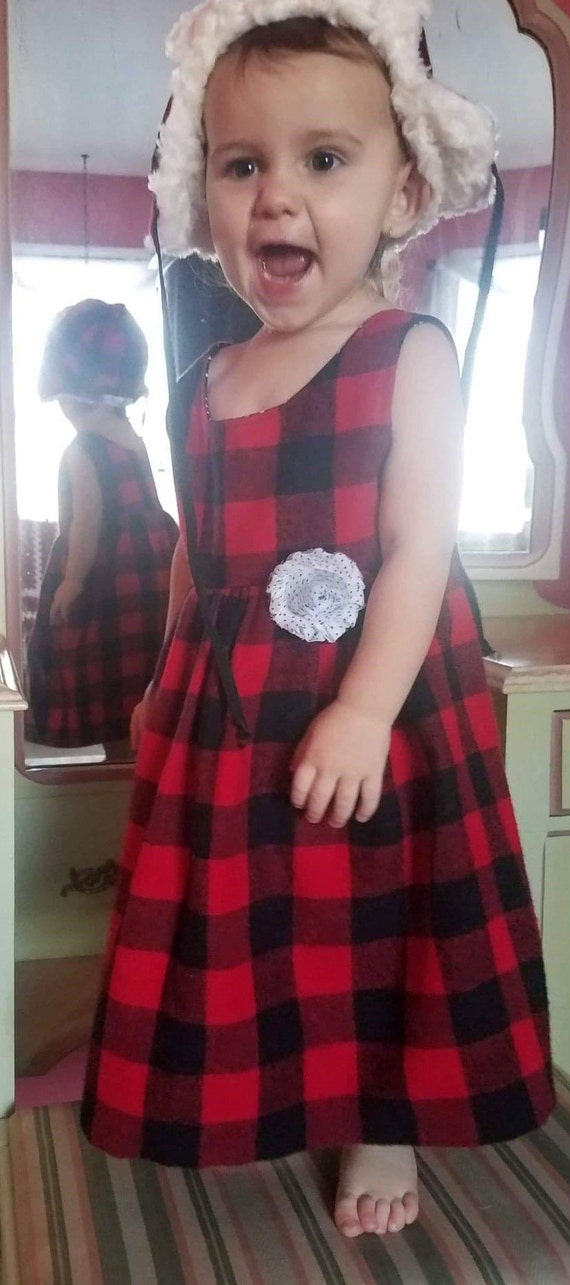 red and black buffalo plaid dress