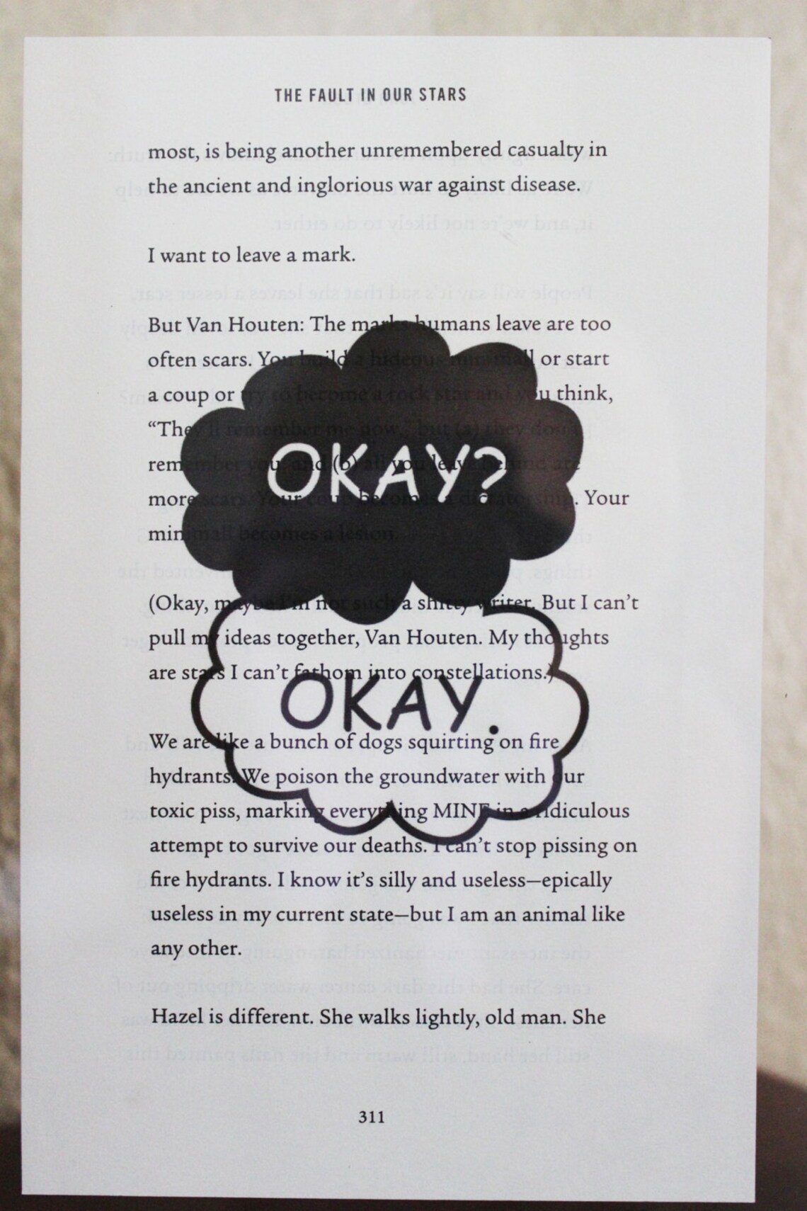 The Fault in Our Stars Okay Okay Print Book quote Hazel | Etsy
