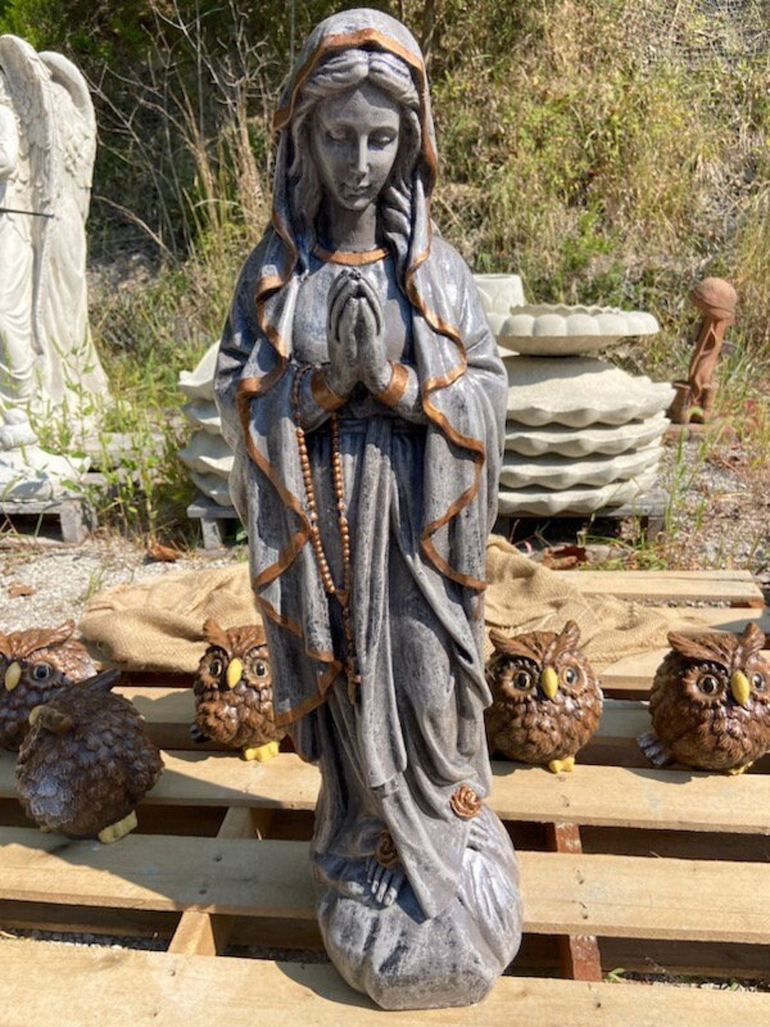 Concrete Mary Statue Etsy