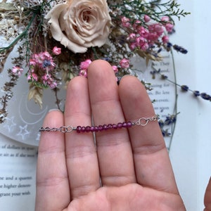 Rhodolite Garnet Silver Bar Chain Necklace
