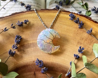 Aura Opalite Crescent Moon Necklace